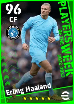Erling Haaland eFootball 2026 player card — 96 OVR CF