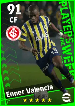 Enner Valencia eFootball 2026 player card — 91 OVR CF