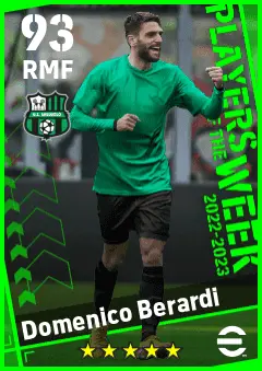 Domenico Berardi eFootball 2026 player card — 93 OVR RMF
