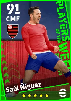 Saul Niguez eFootball 2026 player card — 91 OVR CMF