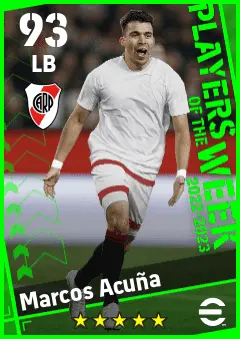 Marcos Acuna eFootball 2026 player card — 93 OVR LB