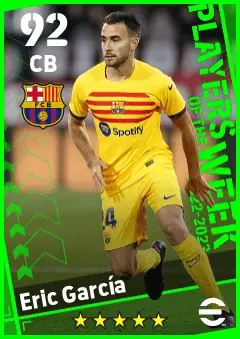 Eric Garcia eFootball 2026 player card — 92 OVR CB