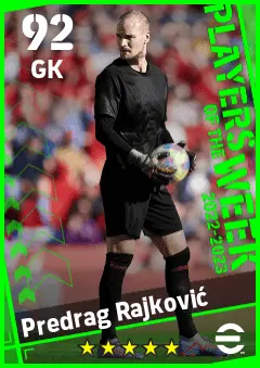 Predrag Rajkovic eFootball 2026 player card — 92 OVR GK
