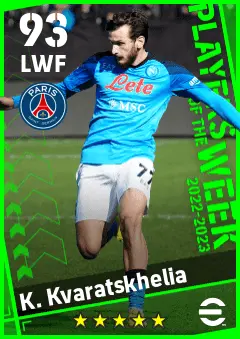 K. Kvaratskhelia eFootball 2026 player card — 93 OVR LWF