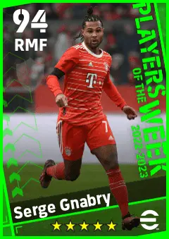 Serge Gnabry eFootball 2026 player card — 94 OVR RMF