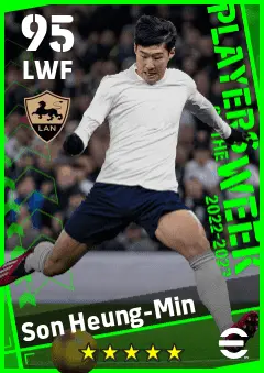 Son Heung-Min eFootball 2026 player card — 95 OVR LWF