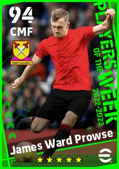 James Ward Prowse eFootball 2026 player card — 94 OVR CMF