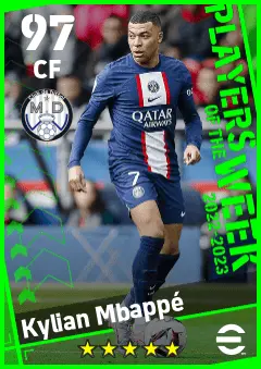 Kylian Mbappe eFootball 2026 player card — 97 OVR CF