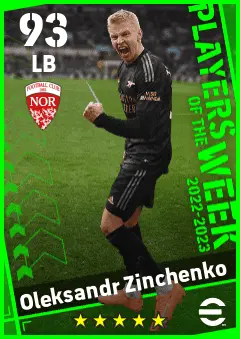 Oleksandr Zinchenko eFootball 2026 player card — 93 OVR LB