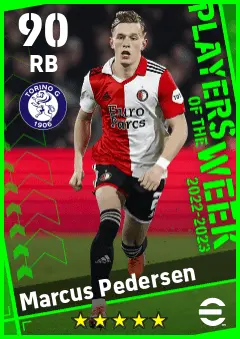 Marcus Pedersen eFootball 2026 player card — 90 OVR RB
