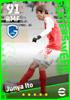 Junya Ito eFootball 2026 player card — 91 OVR RMF