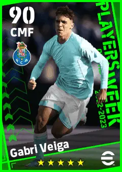 Gabri Veiga eFootball 2026 player card — 90 OVR CMF