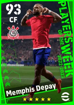 Memphis Depay eFootball 2026 player card — 93 OVR CF