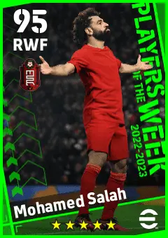 Mohamed Salah eFootball 2026 player card — 95 OVR RWF