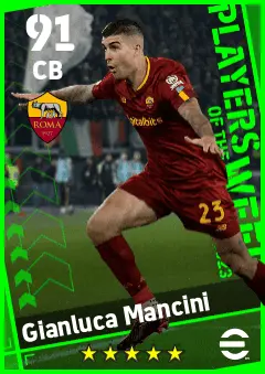 Gianluca Mancini eFootball 2026 player card — 91 OVR CB