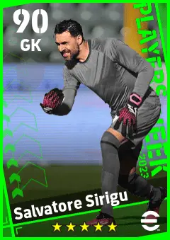 Salvatore Sirigu eFootball 2026 player card — 90 OVR GK
