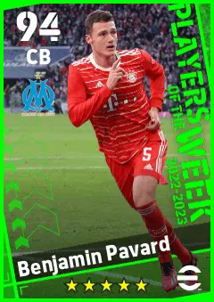 Benjamin Pavard eFootball 2026 player card — 94 OVR CB