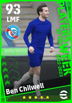 Ben Chilwell eFootball 2026 player card — 93 OVR LMF