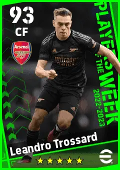 Leandro Trossard eFootball 2026 player card — 93 OVR CF