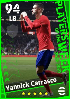 Yannick Carrasco eFootball 2026 player card — 94 OVR LB