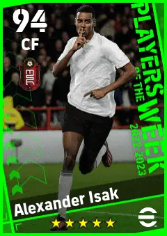 Alexander Isak eFootball 2026 player card — 94 OVR CF