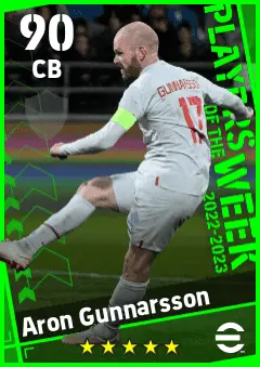 Aron Gunnarsson eFootball 2026 player card — 90 OVR CB