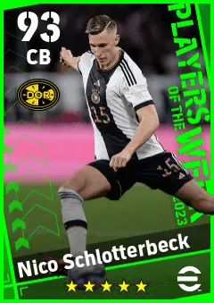 Nico Schlotterbeck eFootball 2026 player card — 93 OVR CB
