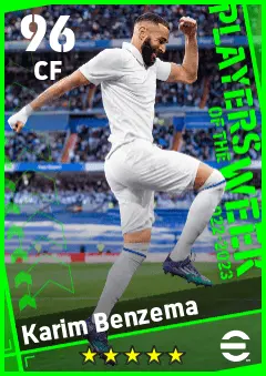 Karim Benzema eFootball 2026 player card — 96 OVR CF