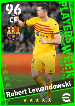 Robert Lewandowski eFootball 2026 player card — 96 OVR CF