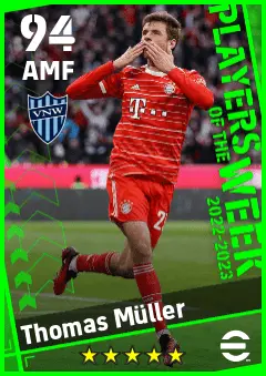 Thomas Muller eFootball 2026 player card — 94 OVR AMF