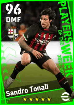 Sandro Tonali eFootball 2026 player card — 96 OVR DMF