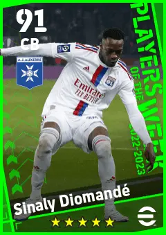 Sinaly Diomande eFootball 2026 player card — 91 OVR CB