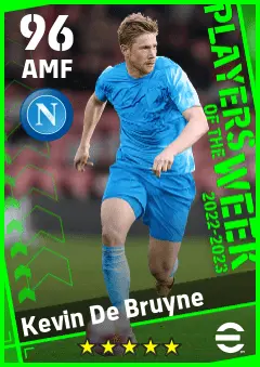 Kevin De Bruyne eFootball 2026 player card — 96 OVR AMF