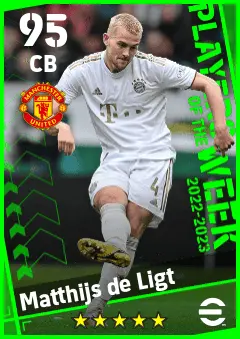 Matthijs de Ligt eFootball 2026 player card — 95 OVR CB