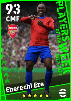 Eberechi Eze eFootball 2026 player card — 93 OVR CMF