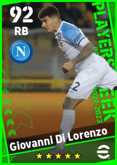 Giovanni Di Lorenzo eFootball 2026 player card — 92 OVR RB