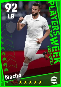 Nacho eFootball 2026 player card — 92 OVR LB