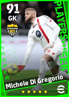 Michele Di Gregorio eFootball 2026 player card — 91 OVR GK