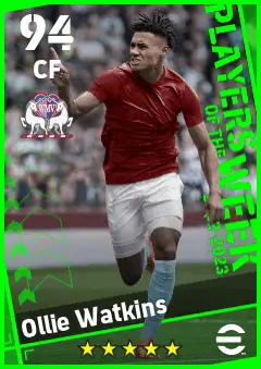 Ollie Watkins eFootball 2026 player card — 94 OVR CF