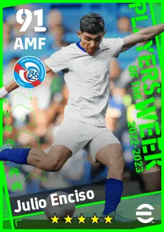 Julio Enciso eFootball 2026 player card — 91 OVR AMF
