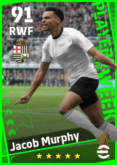 Jacob Murphy eFootball 2026 player card — 91 OVR RWF