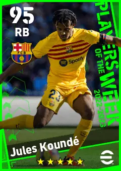 Jules Kounde eFootball 2026 player card — 95 OVR RB