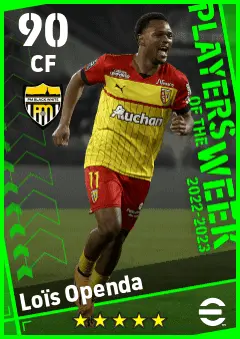 Lois Openda eFootball 2026 player card — 90 OVR CF