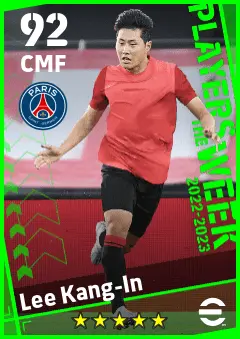 Lee Kang-In eFootball 2026 player card — 92 OVR CMF