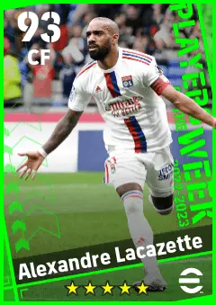 Alexandre Lacazette eFootball 2026 player card — 93 OVR CF