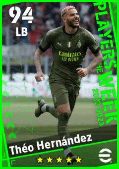Theo Hernandez eFootball 2026 player card — 94 OVR LB