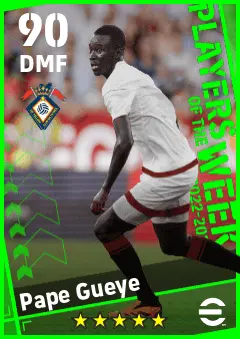 Pape Gueye eFootball 2026 player card — 90 OVR DMF