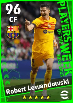 Robert Lewandowski eFootball 2026 player card — 96 OVR CF