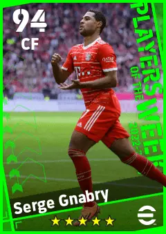 Serge Gnabry eFootball 2026 player card — 94 OVR CF