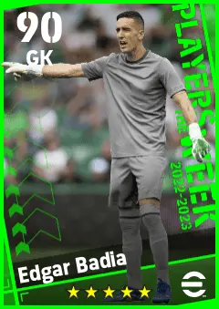 Edgar Badia eFootball 2026 player card — 90 OVR GK